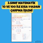 3.SINIF MATEMATİK 10 VE 100 İLE KISA YOLDAN ÇARPMA İŞLEMİ DEFTER NOTU