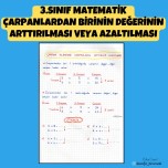 3.SINIF MATEMATİK ÇARPANLARDAN BİRİNİN DEĞERİNİN ARTTIRILMASI VEYA AZALTILMASI DEFTER NOTU