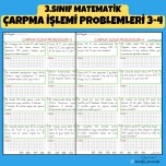 3.SINIF MATEMATİK ÇARPMA İŞLEMİ PROBLEMLERİ 3-4
