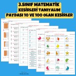 3.SINIF MATEMATİK KESİRLERİ TANIYALIM PAYDASI 10 VE 100 OLAN KESİRLER ETKİNLİK