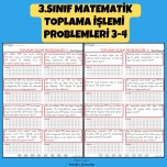 3.SINIF MATEMATİK TOPLAMA İŞLEMİ PROBLEMLERİ 3-4