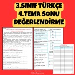 3.SINIF TÜRKÇE 4.ÜNİTE SONU DEĞERLENDİRME ÇALIŞMALARI