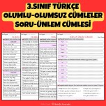 3.SINIF TÜRKÇE OLUMLU-OLUMSUZ CÜMLELER SORU-ÜNLEM CÜMLESİ ETKİNLİKLERİ