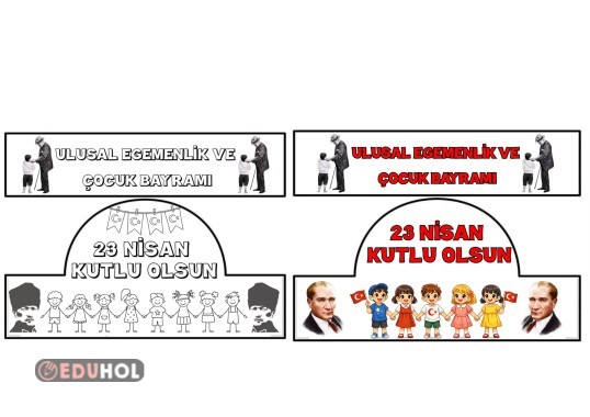 23 NİSAN TAÇLARI ( RENKLİ VE BOYANABİLİR) ŞABLON