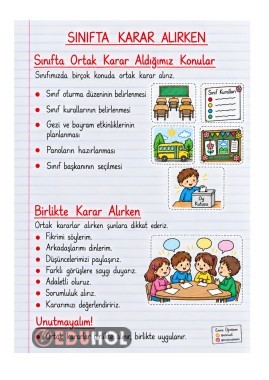 Sınıfta Karar Alırken Defter Notu | 2. Sınıf - Hayat Bilgisi