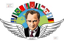 105x 89 cm Pano posteri Atatürk ve Ülke Bayrakları