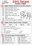 Hayat Bilgisi | Etkili İletişim Çalışma Kağıdı