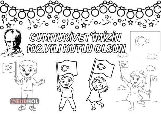 Cumhuriyet bayramı 1A4   boyama