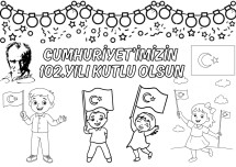 Cumhuriyet bayramı 1A4   boyama