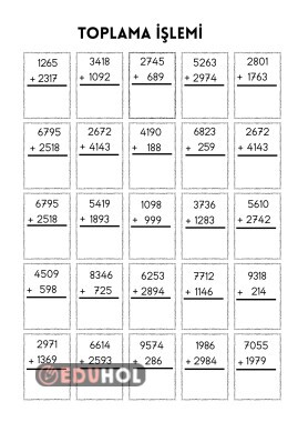 4.SINIF TOPLAMA İŞLEMİ