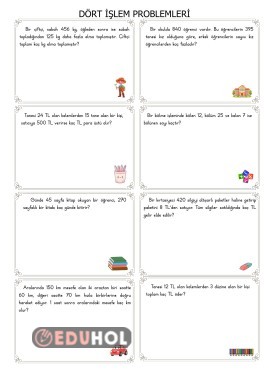 DÖRT İŞLEM PROBLEMLERİ