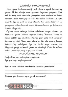 EGE'NİN RAMAZAN SEVİNCİ OKUMA METNİ