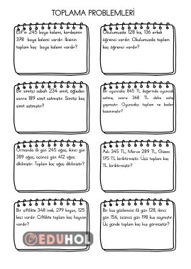 TOPLAMA PROBLEMLERİ 1
