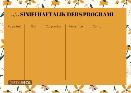 HAFTALIK DERS PLANI BOŞ ŞABLON