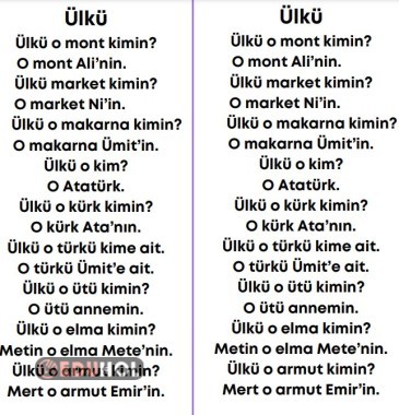 Ü sesi soru cevaplı okuma metni