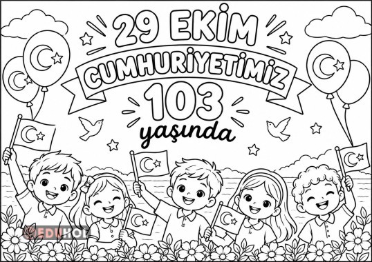 12 sayfalık Cumhuriyet bayramı poster boyaması