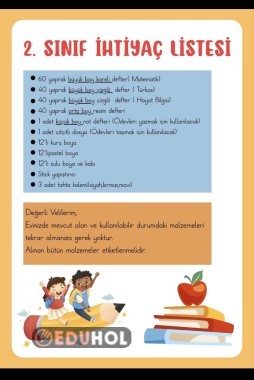 2. Sınıf ihtiyaç listesi