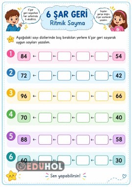 6şar geriye ritmik sayma