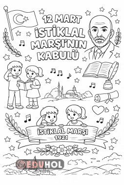 İstiklal Marşı’nın kabulü boyama sayfası