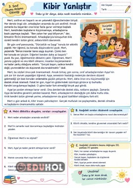 Kibir  konulu okuma anlama