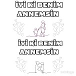 İki sayfa iyi ki benim annemsin( kız-erkek öğrenci)