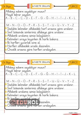 2. sınıf ALFABETİK SIRALAMA