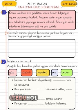 2. SINIF BEN VE OKULUM TEMA SONU SÜREÇ DEĞERLENDİRME