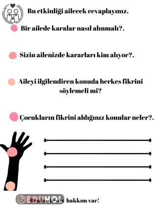 Ailemle Karar Alıyorum Konu Öncesi Ev Etkinliğimiz