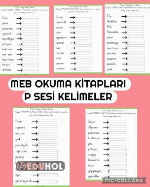 MEB OKUMA KİTAPLARI P SESİ KELİMELE ÇALIŞMALARIM