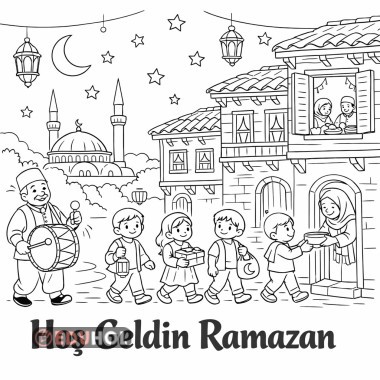 Ramazan temalı Boyama sayfası