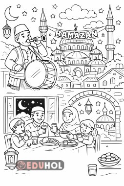 Ramazan temalı Boyama sayfası