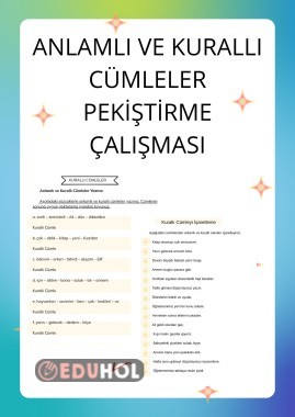ANLAMLI VE KURALLI CÜMLE  PEKİŞTİRME ÇALIŞMASI