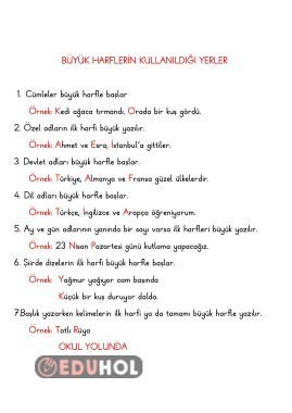 BÜYÜK HARFLERİN KULLANILDIĞI YERLER