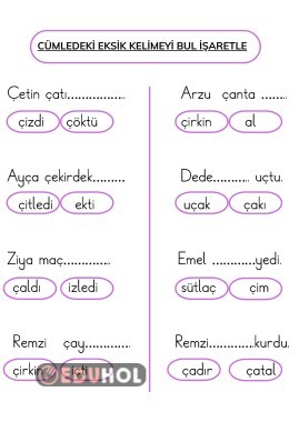 Ç SESİ OKU CÜMLEYİ TAMAMLA ETKİNLİĞİ