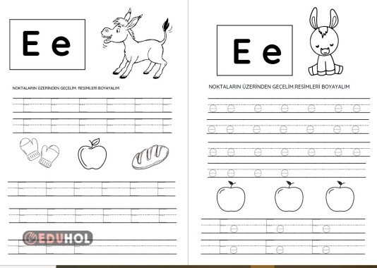 E SESİ YAZIMI SİYAH BEYAZ