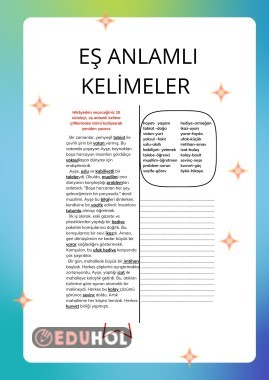 EŞ ANLAMLI KELİMELER