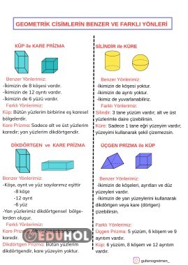GEOMETRİK  CİSİMLERİN BENZER VE FARKLI YÖNLERİ