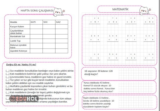 HAFTA SONU ÇALIŞMASI