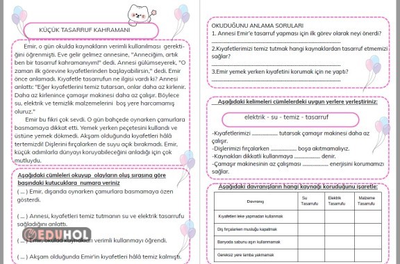 HİKAYELERLE HAYAT BİLGİSİ KONULARI