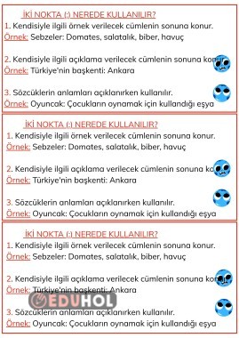 İKİ NOKTANIN KULLANILDIĞI YERLER