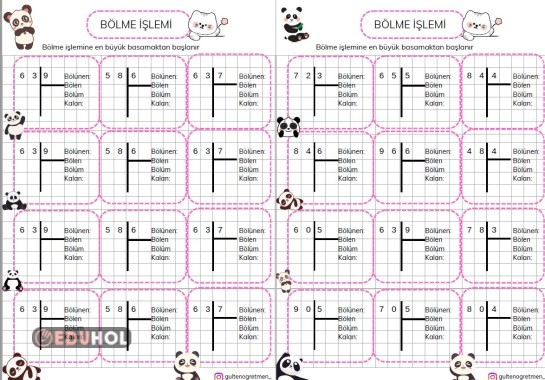 KALANLI VE KALANSIZ BÖLME İŞLEMİNDE BÖLÜNENİ BULMA ETKİNLİĞİ