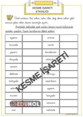 KESME İŞARETİ ETKİNLİĞİ
