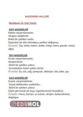 MADDENİN HALLERİ DEFTER NOTU