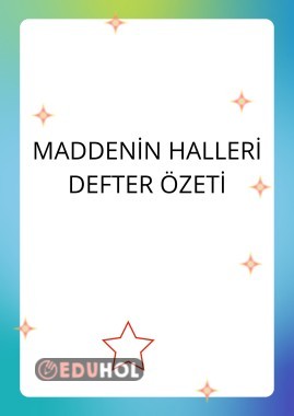 MADDENİN HALLERİ DEFTER ÖZETİ