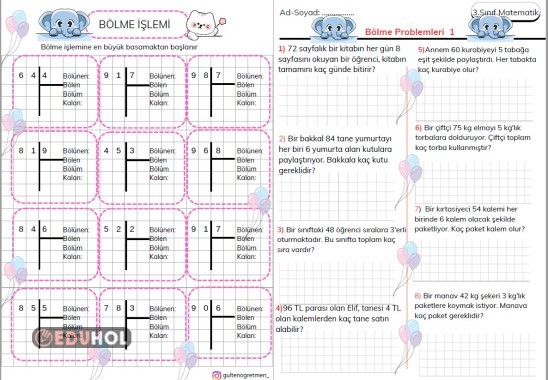 SEVİMLİ KALANSIZ BÖLME İŞLEM VE PROBLEMLERİ