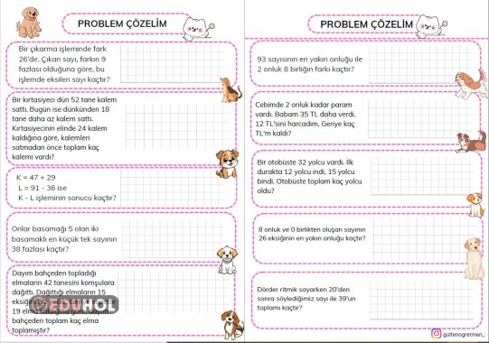 SEVİMLİ TOPLAMA ÇIKARMA PROBLEMLERİ