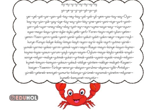 Y SESİ TÜM KELİMELER