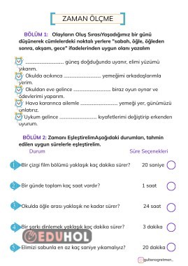 ZAMAN ÖLÇME GİRİŞ ETKİNLİĞİ