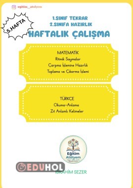 1.Sınıflar Tatil Çalışmaları 5. Hafta