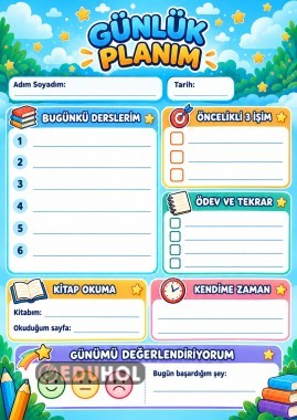 GÜNLÜK PLANIM ( PLANLAMA ŞABLONU )